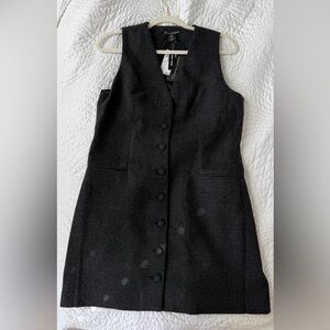 Christian Lacroix Wool Blend - Textured Sleeveless Vest Dress - Charcoal